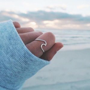 Silver Ocean Wave Pura Vida Ring